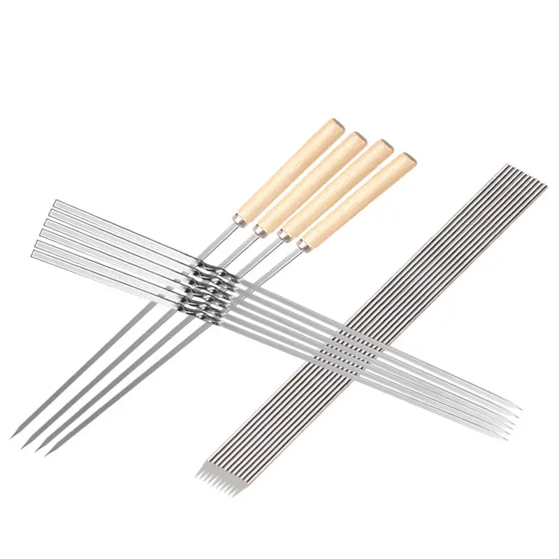 Z242 Kochen Küche Fleisch halter BBQ Braten Kabob Sticks Grill Nadel Werkzeuge Edelstahl Flache Grill gabeln Picknick Spieße