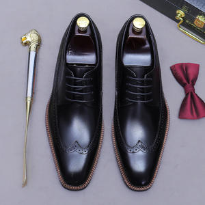 Top diseñador de lujo nueva moda Brogue Oxford zapatos primera capa de cuero de vaca zapatos de cuero de los hombres - Product Image 3