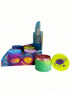 <b>Herb</b> Grinder 6 Pcs Display <b>Box</b> Round Magnetic Metal Dry <b>Herb</b> Grinder With Sharp Teeth And Colorful Design For Smooth Grinding - Product Image 5