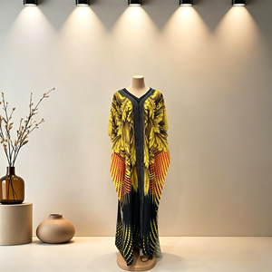 Nuevo Vestido Largo de Verano para Mujer, Estilo Africano, con Estampado <span class=keywords><strong>MaMa</strong></span>, Bordado, Bolsillos, Corte Holgado, Hecho de Poliéster - Product Image 5