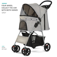 Poussette multifonctionnelle pour animaux de compagnie, pliable d'une seule main, à quatre roues, légère et pliable, pour chiens et chats, utilisation en extérieur et en voyage