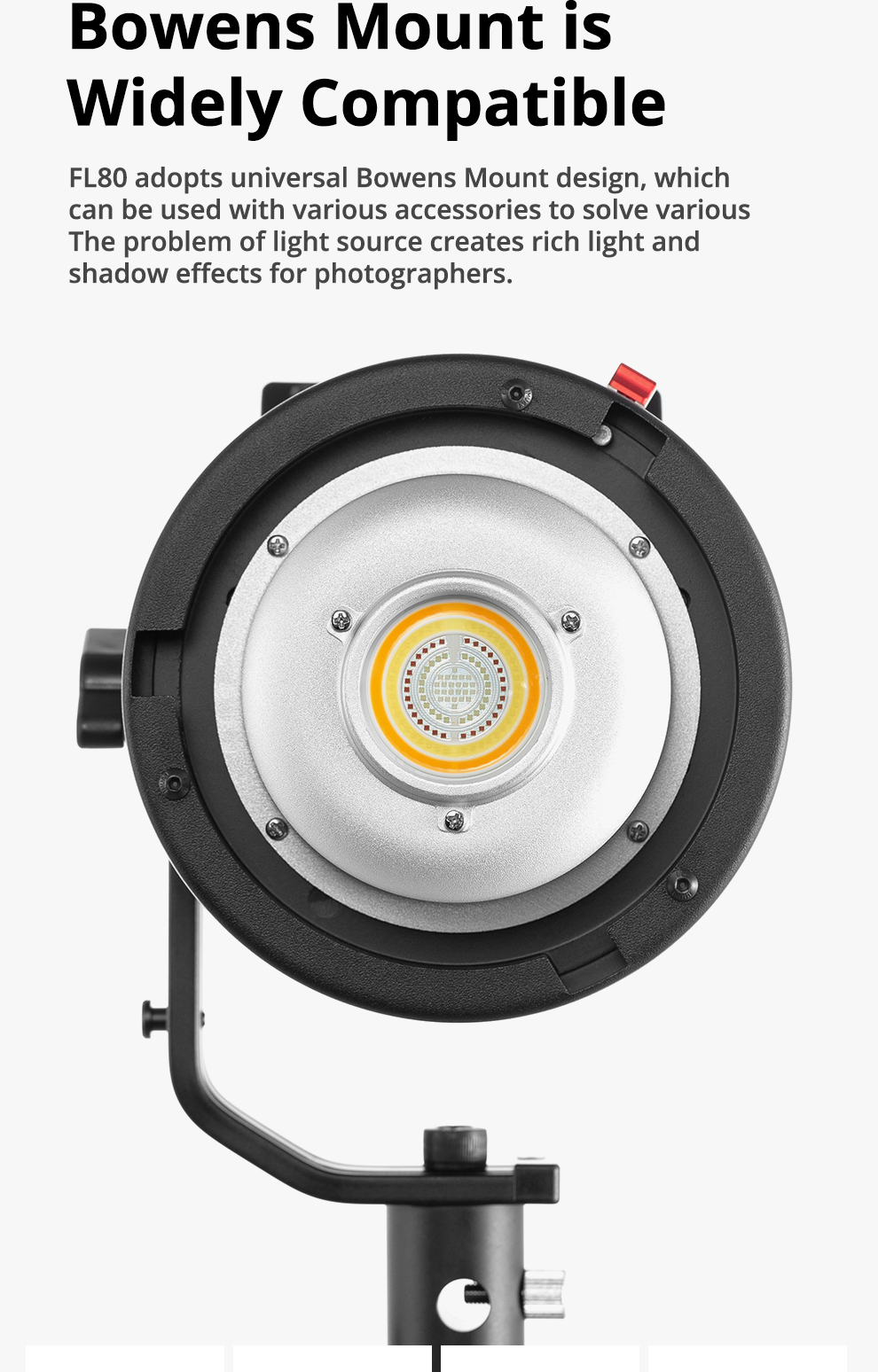 AMBITFUL FL80 RGB LED Video Light 80W 5600K Outdoor Photography Daylight Lighting Adjust Brightness Bowens Mount Support APP