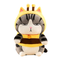 Peluche chat noir style abeille mignonne en coton doux, cadeau d'anniversaire
