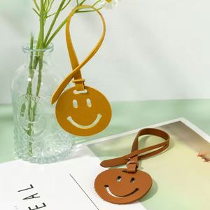Cute Smile Face <b>Bag</b> <b>Charm</b> PU Leather Smiling Keychain Pendant Hanging <b>Bag</b> <b>Charms</b> for Purses - Product Image 2