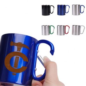 Custom Logo Mountaineering Buckle Handle <b>Mug</b> Double-layer Stainless Steel Coffee Cup Outdoor Camping Hook Cup for Party - Product Image 1