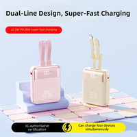 Cargador Portátil Ultra Delgado de Alta Capacidad 10000mAh 2 en 1 Tipo-C, Carga Rápida de 20W, Banco de Energía con Pantalla Digital, Cable de Viaje