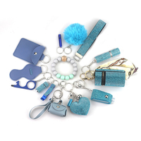 Juego de Llaveros de Seguridad Brillantes para Mujeres y Niñas, Llavero Multifuncional de Defensa Personal, Juego de 14 Piezas