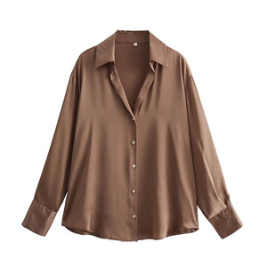 Chemisier Femme Été 2025 <span class=keywords><strong>Chic</strong></span> Tendance Vintage à Manches Longues, Blouse Classique en Satin Texturé, Hauts Décontractés Élégants - Product Image 6
