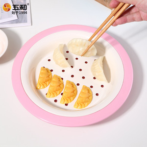 Wuhe Round Melamine <b>Plate</b> With Drainer Stackable For Dumpling Snack Fruit Serving Household Commercial Use - Product Image 2