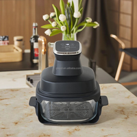 Four à frire à air intelligent 1400W, carré, croustillant, 4L, bol en verre antiadhésif, cuisine domestique, électrique, écran tactile coloré, rapide