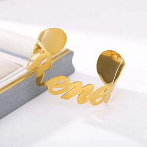 Men's Custom Name <b>Stainless</b> <b>Steel</b> 18K Gold Plated Adjustable Cuff Bracelet Trendy Personalized Letter <b>Bangle</b> Party Dropshipping - Product Image 5