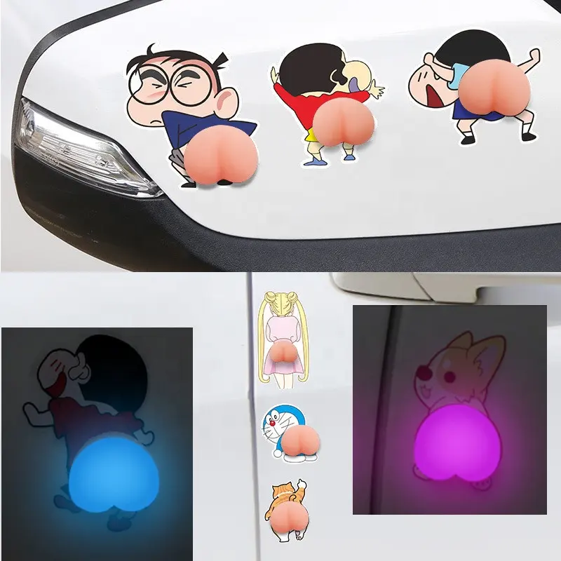 Night Lights Cute Cartoon Butt Bumper Sticker 3D Three Dimensional Silicone Cushion Sticker Refridge Sticker Home Decor