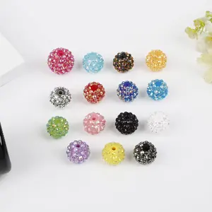 Wholesale 12mm DIY Handmade Beading Material round Loose Beads with High Quality Chunky Resin Rhinestone Ball Shirt Button Type