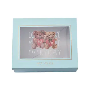 Hot Sale Teddy Bear Favor Gift Cardboard Box With Clear Window For Christmas Birthday Children's Day