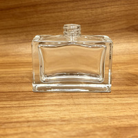 Flacon de parfum en verre transparent rectangulaire de luxe de haute qualité Eric, vide, 30 ml, 50 ml, 100 ml, avec bouchons et vaporisateur.