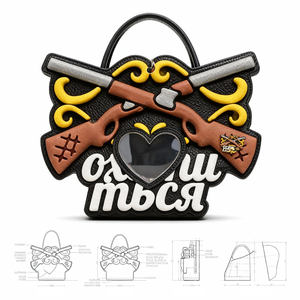 Bolso de Mano Estilo Punk Occidental con Ventana de Exhibición en Forma de Corazón y Diseño de Pistolas Cruzadas para Fanáticos de la Moda Alternativa y Coleccionistas de Pins - Product Image 2