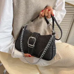 低価格デニム袋ロゴ付き高級女性用メインファムカスタムハンドバッグ卸売-ハンドバッグ-中国製女性用ハンドバッグ