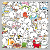 50 autocollants créatifs en vinyle imprimé UV motif ours de dessin animé, imperméables et auto-adhésifs pour la décoration de tasses et de placards