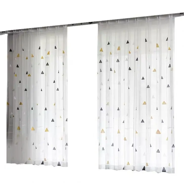 Simple and elegant blackout printed sheer curtains embroidered for bedroom