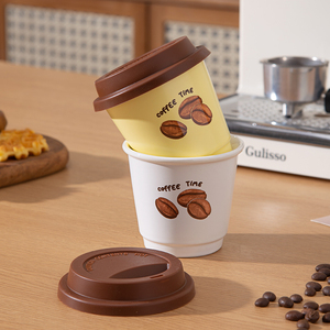 Personality Retro Simple Coffee Bean Printing 230Ml 7Oz Cute Cup Water Cup <b>Ceramics</b> <b>Mugs</b> Holding Coffee Cup With Lid - Product Image 6