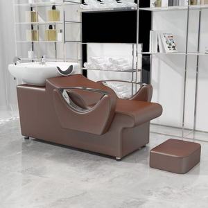 Sillón de Barbería Semi Reclinable con Lavabo de Cerámica y Reposapiés - Product Image 5