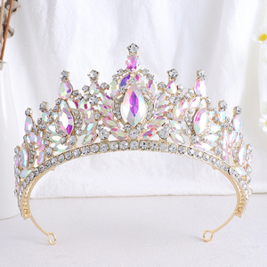 Corona di alta qualità da sposa europea e americana in lega con strass a occhio di cavallo corona della <span class=keywords><strong>regina</strong></span> corona nuziale compleanno squisita <span class=keywords><strong>Tiara</strong></span> - Product Image 2