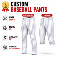 Celana Baseball Custom Panjang Penuh Celana Baseball Knickers Pin Striped dengan Ritsleting dan Kantong Celana Softball Tim Klub OEM