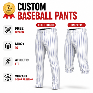 Pantalon de baseball personnalisé pleine longueur, pantalon de baseball à rayures fines avec fermeture éclair et poches, pantalon de softball pour équipe de club, OEM - Product Image 1