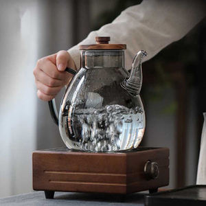 Chaleira de Vidro com Tampa de Madeira, Capacidade Grande de 2000ml, Resistente ao Calor, Ideal para Reuniões - Product Image 4