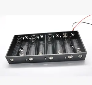 Support de batterie AA, porte-batterie en acier inoxydable 8AA, avec fils rouge et noir, 12V