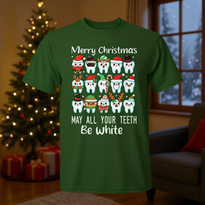 Joyeux Noël T-shirt dentaire : Que tous vos dents soient blanches – Design de Noël - Product Image 3