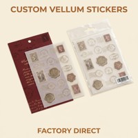 Feuilles d'autocollants en vélin translucide personnalisées, style sceau de cire antique avec feuille d'or bronze, fabriquées sur mesure par Design