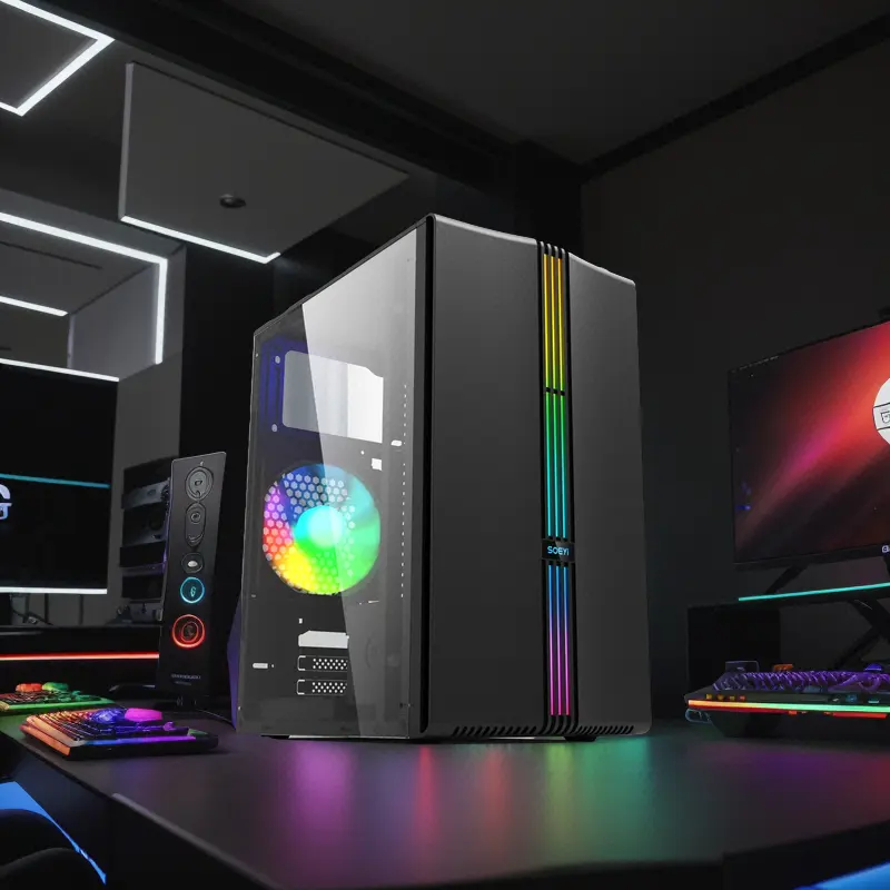 SOEYI 도매 게임용 PC 케이스 RGB ATX 컴퓨터 프레임 섀시 및 타워 강화 유리 CPU 캐비닛 향상된 게임 경험