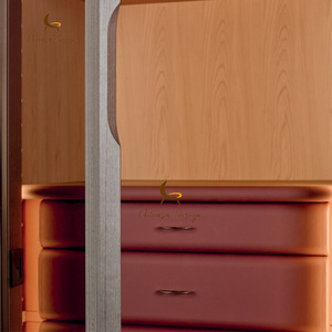 Minimalist Tall Sliding Built-in Ambient Lighting <b>Storage</b> Surfaces Leather Drawers Upscale Bedroom - Product Image 2