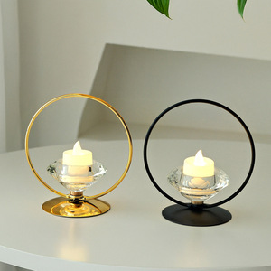 Crystal Candle <b>Holder</b> With Metal Ring Base Flameless <b>Tealight</b> For Home Decoration - Product Image 3