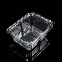 Boîte à fruits en PET inviolable avec couvercle à charnière, 2 compartiments, conteneur alimentaire transparent jetable, vente en gros en vrac, directement de l'usine