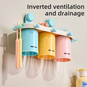 Waterproof Durable Wall Mounted Bath Shelf 4/3/2-Person Family <b>Punch</b>-Free Toothbrush Rack Mouthwash Bathroom - Product Image 5