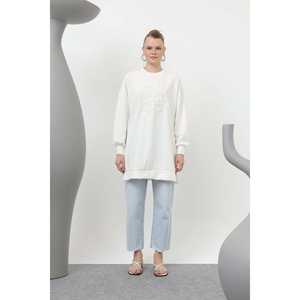 Tunique tricotée pour femme, col rond, noire, style simple, tenue décontractée, 10612TUN - Product Image 3