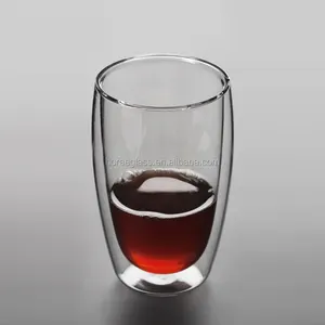 זוגי קיר זכוכית גביע מותאם אישית כלי זכוכית יצרן זוגי קיר זכוכית תה כוס עם סיליקון לעטוף עם מכסה סיליקון