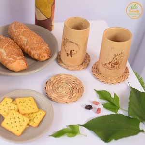Napperons, sous-plats et assiettes de présentation en jacinthe d'eau naturelle et bois tressé, style bohème, pour décoration de fête, de maison, de table à manger et de cuisine - Product Image 5