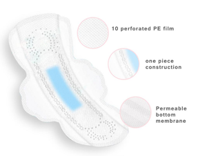 Serviettes hygiéniques en coton à ions négatifs pour femmes, super absorbantes, ultra douces, avec ailes, <span class=keywords><strong>design</strong></span> à plis latéraux, certifiées ISO9001, menstruelles - Product Image 6