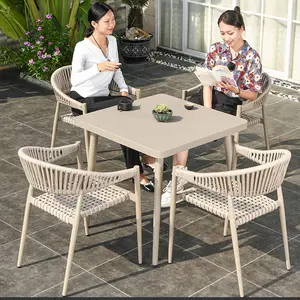 Sedie in corda mobili da giardino per esterni nuovo design sedia da pranzo da giardino per esterni set tavolo mobili in vimini in rattan per balcone giardino