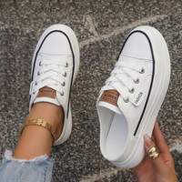 Mules à plateforme blanches pour femmes, style baskets, à enfiler, à lacets, à semelle épaisse, chaussures décontractées, logo personnalisé, écologiques