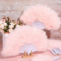 Éventail en plumes vintage pliable style années 20 pour mariage, douche nuptiale, thé, accessoires de costume, danse et décorations de fête