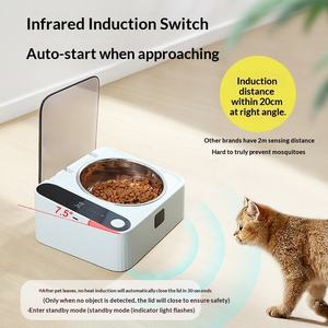 Gamelle automatique à induction en acier inoxydable avec couvercle, design incliné pour protéger le cou, anti-poussière, anti-insectes et anti-humidité pour chats et chiens - Product Image 6