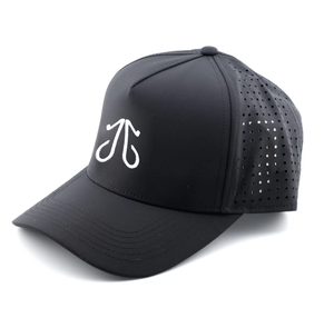 Casquette de baseball personnalisée pour homme, 5 panneaux, visière incurvée, logo brodé, découpe laser perforée, casquette de golf imperméable avec logo en PVC - Product Image 4