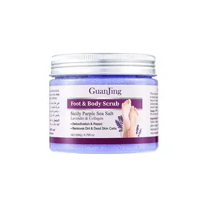 Guanjing Sicily Sea Extract Lavender & Collagen Detoxification Exfoliating Enhance Skin Barriers Repair Body Purple Salt Scrub