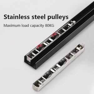 WEKIS Quincaillerie de porte coulissante invisible en aluminium noir finition satinée moderne, durable, pour toilettes, nouvelles chambres et cuisines - Product Image 4