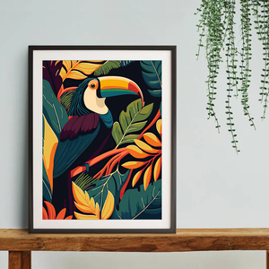 Affiche murale de la jungle fleurie avec tigre et léopard, impression sur toile d'animaux sauvages, taille personnalisable, imperméable, décoration murale pour la maison - Product Image 3