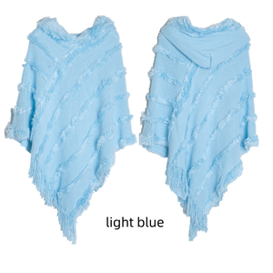 Nouvelle <span class=keywords><strong>cape</strong></span> d'automne et d'hiver européenne et américaine pull à capuche de couleur unie pour femmes pull tricoté <span class=keywords><strong>cape</strong></span> châle - Product Image 1